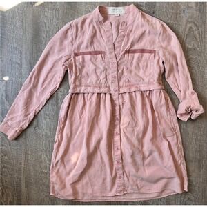 Anthropologie Cloth‎ and Stone Pink Button front dress size PXXS